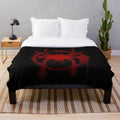 Spider-Verse inspired plush blanket featuring the spider symbol of Miles Morales