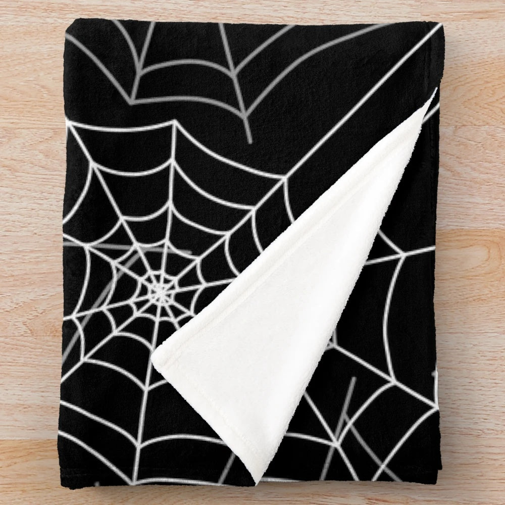Spiderweb plush blanket with high-quality goth Halloween pattern