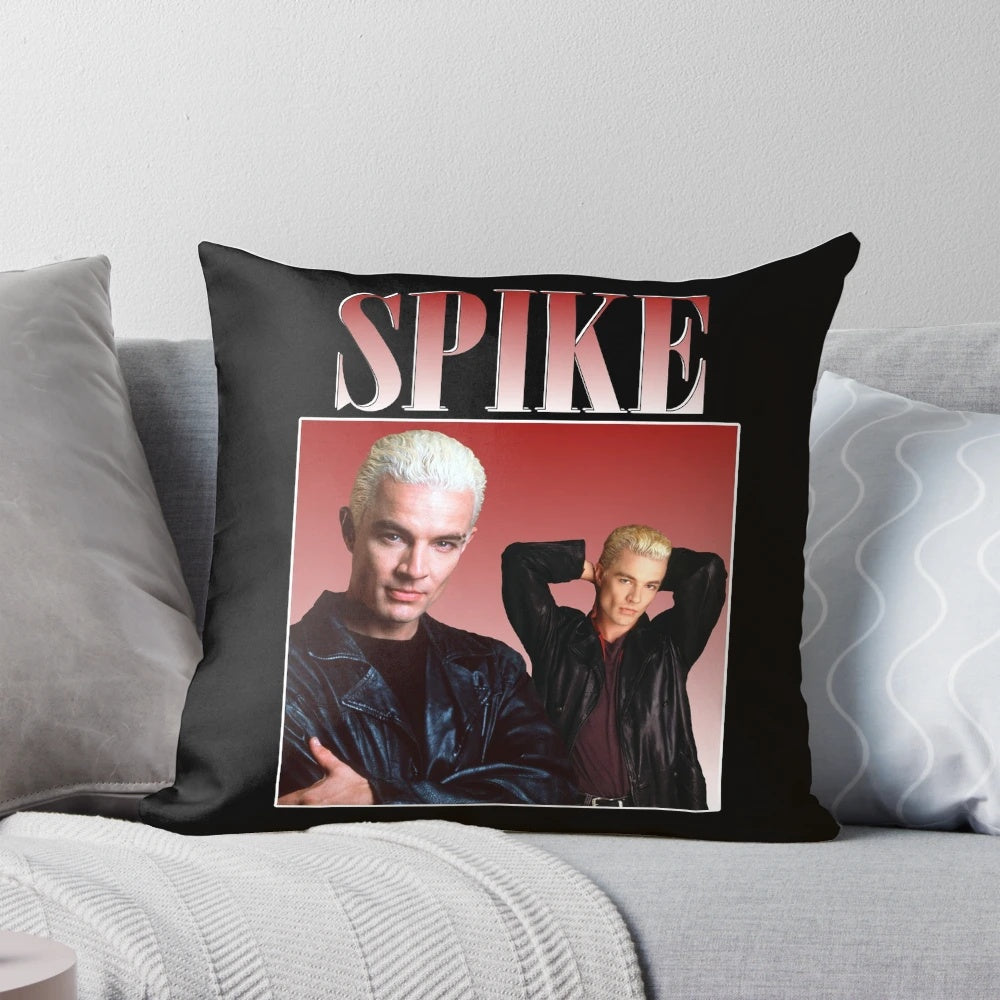 Spike Retro Design Throwback Pillow featuring a classic design from the beloved TV series Buffy the Vampire Slayer.