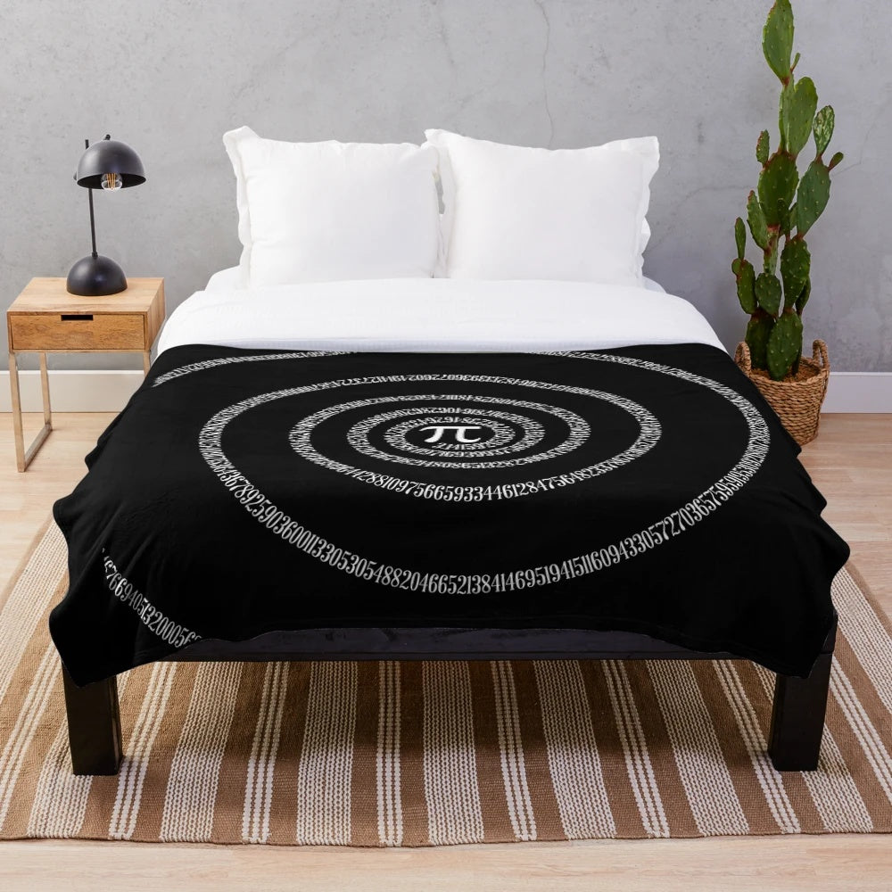 Spiral plush blanket featuring the pi symbol for math and geek enthusiasts