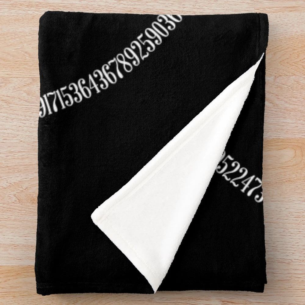 Spiral plush blanket featuring the pi symbol for math and geek enthusiasts