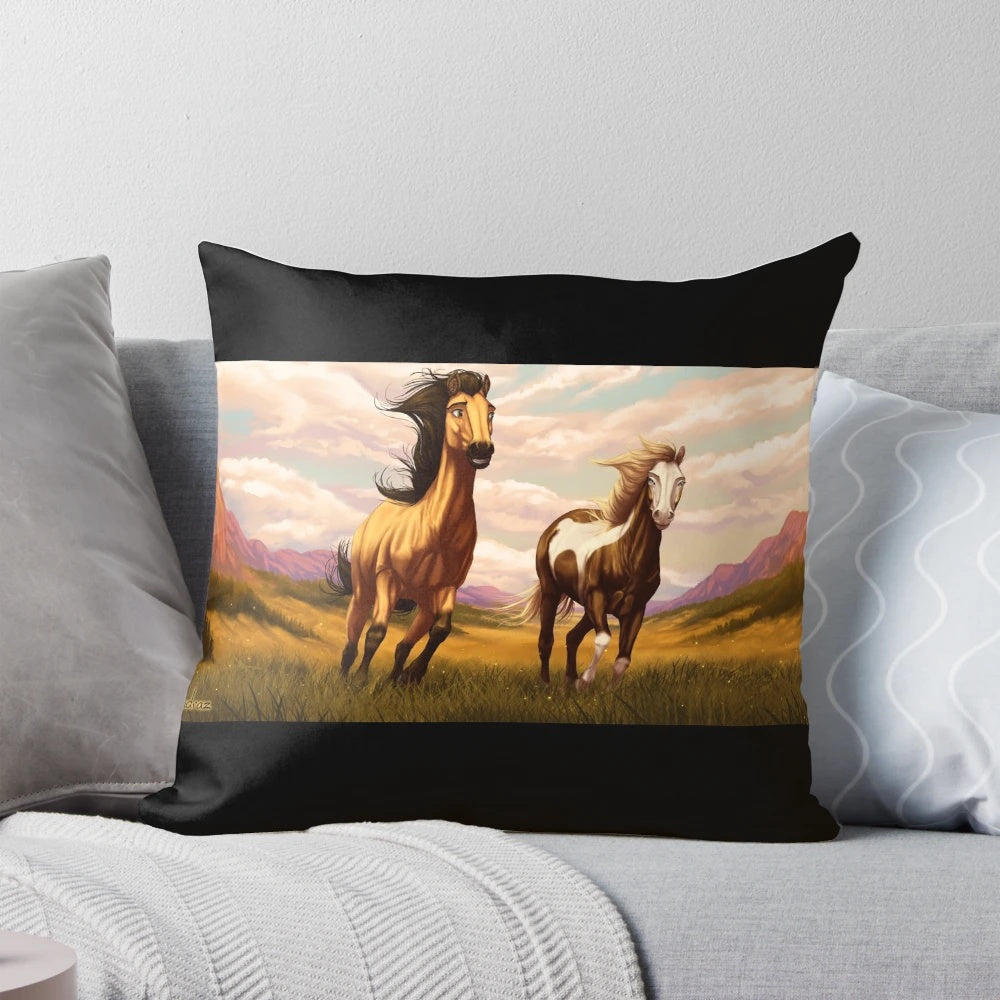 Spirit: Stallion of the Cimarron themed pillow featuring the iconic stallion from the animated western movie.