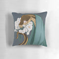 Spiritfarer Summer Pillow featuring a snake, flowers, and daisies on a soft, comfortable pillow.