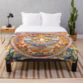 60" plush blanket with white tara buddhist mandala design