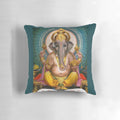 Handcrafted Lord Ganesha pillow, featuring intricate spiritual Hindu artwork