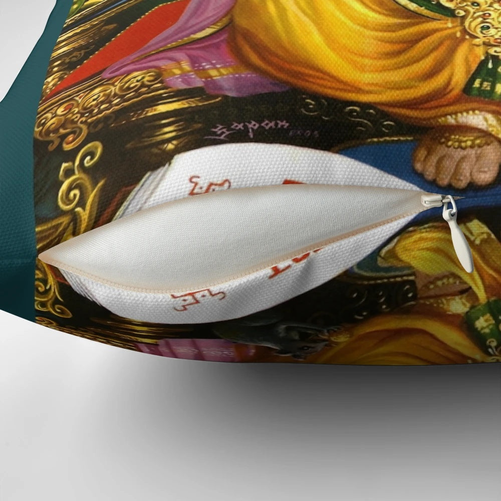 Handcrafted Lord Ganesha pillow, featuring intricate spiritual Hindu artwork