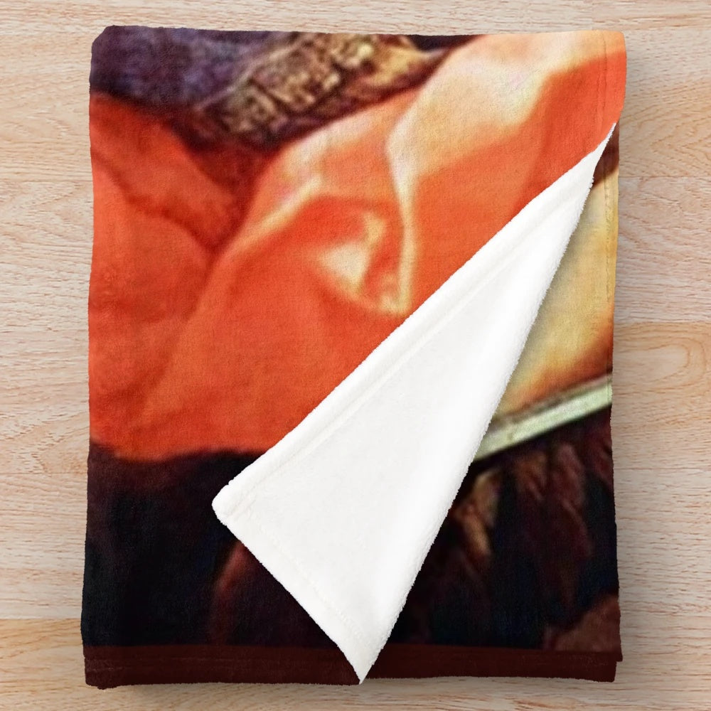Plush blanket featuring the image of St Michael the Archangel, the Catholic saint of protection against evil