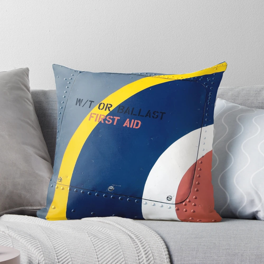 Spitfire fuselage-shaped throw pillow, featuring the iconic WWII fighter plane design