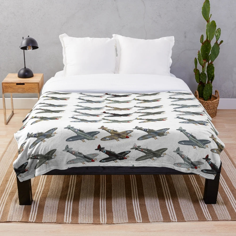 Spitfire World War 2 aircraft on a plush blanket