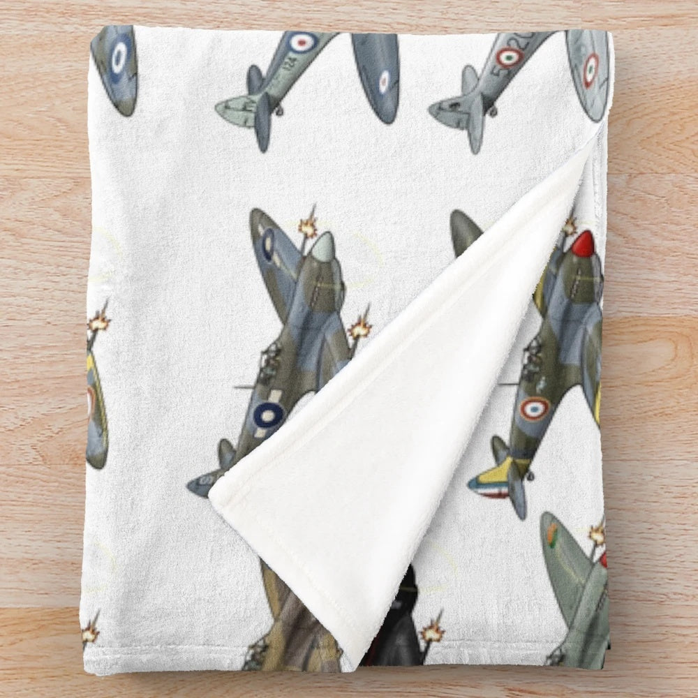 Spitfire World War 2 aircraft on a plush blanket
