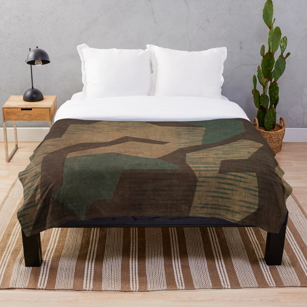 Splintertarn Pattern Plush Blanket featuring German WWII Oak Leaf Camouflage Design