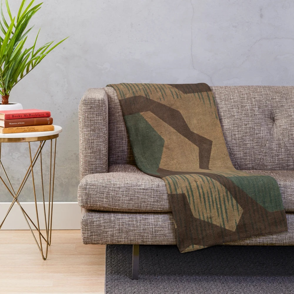 Splintertarn Pattern Plush Blanket featuring German WWII Oak Leaf Camouflage Design