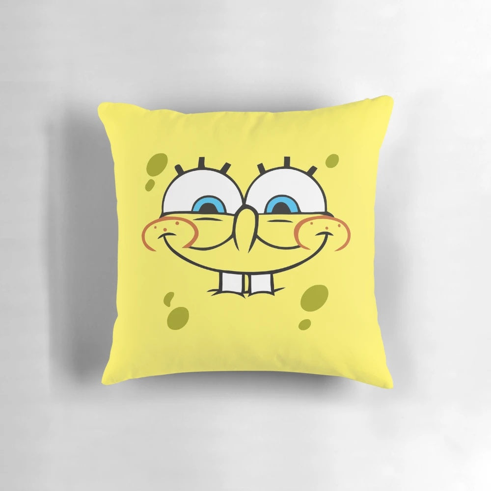 Spongebob Excited Face Themed Pillow, Cartoon Character Bedding