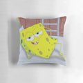 A colorful and humorous pillow featuring a custom fan art design of the Spongebob Squarepants character.