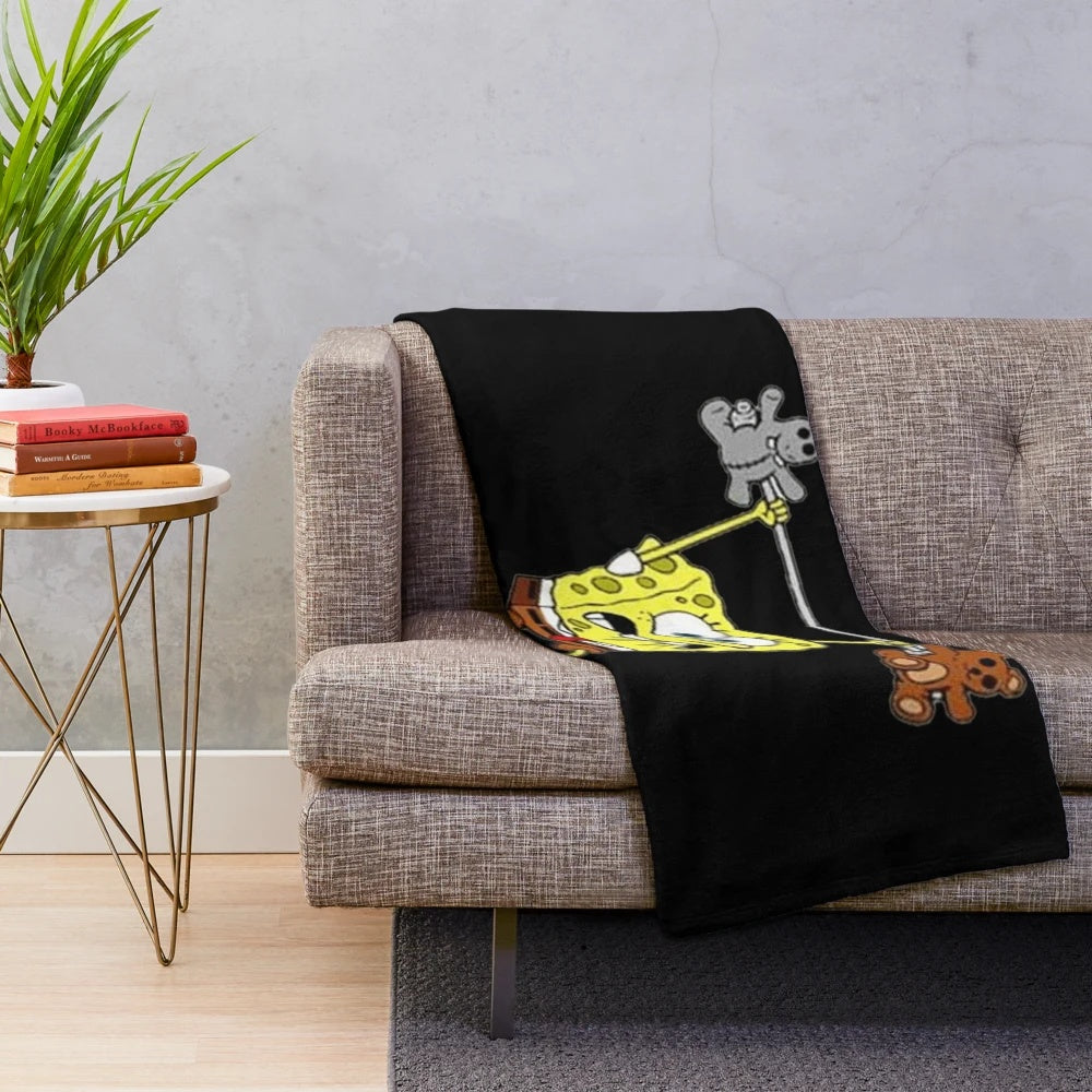 Spongebob Lifting Weights Inspired Plush Blanket