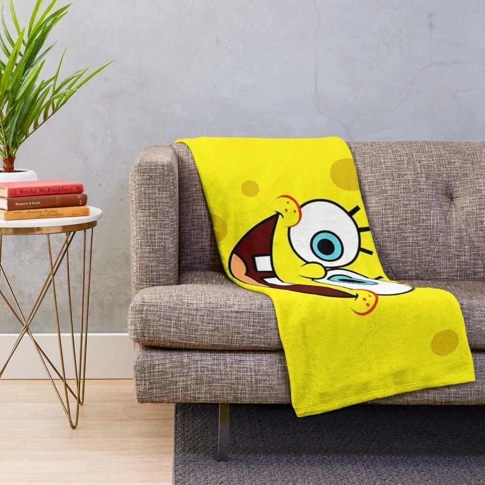 Spongebob Themed Plush Blanket - Soft and Cozy Bedding Decor
