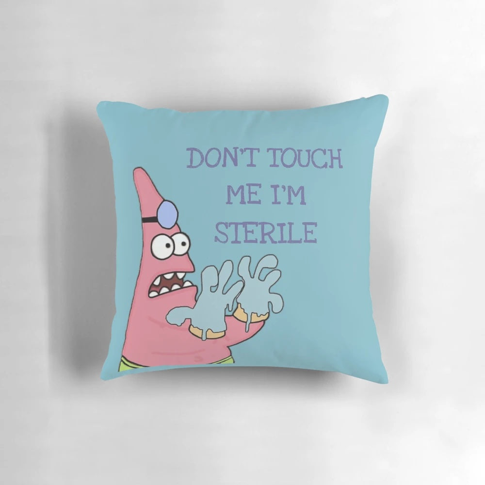 Plush white pillow featuring a quote from Patrick Star of Spongebob Squarepants