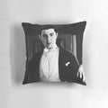 Classic Dracula Pillow with Fangs, Bats, and Gothic Imagery