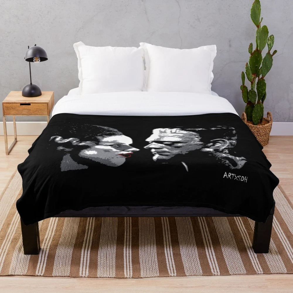 Frankenstein Plush Blanket featuring iconic horror imagery