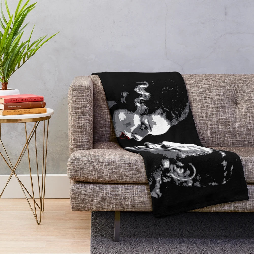 Frankenstein Plush Blanket featuring iconic horror imagery