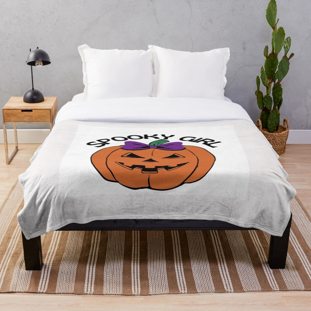 Spooky girl halloween design plush blanket