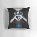 Decorative horror-themed pillow with text "Made to love you"