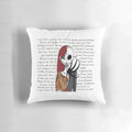 Colorful Nightmare Before Christmas themed throw pillow featuring pumpkins, monsters, and other Halloween elements
