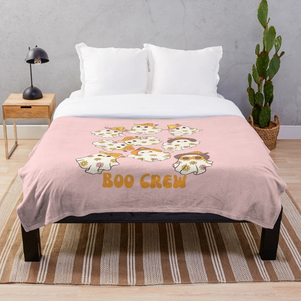 Soft and cozy plush blanket with spooky Halloween-themed design