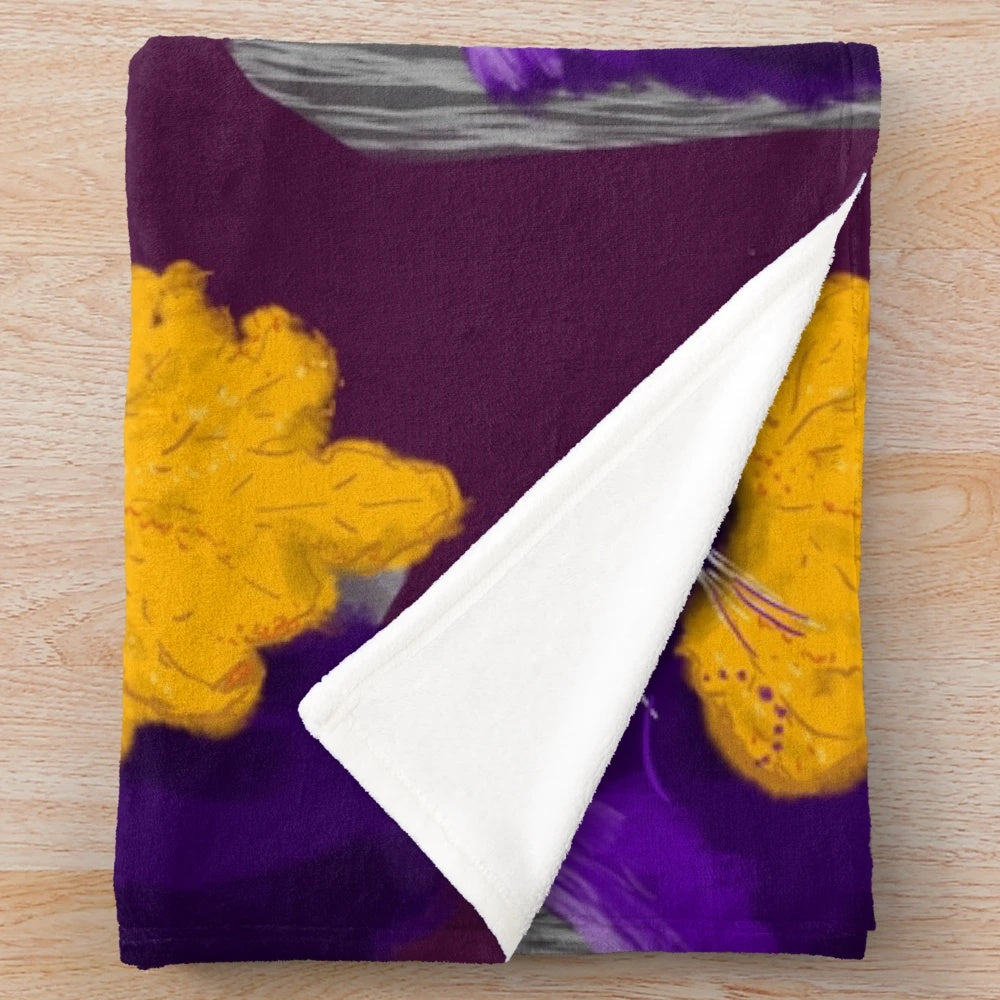 Spooky plush blanket featuring a ghost cat design with autumn leaves
