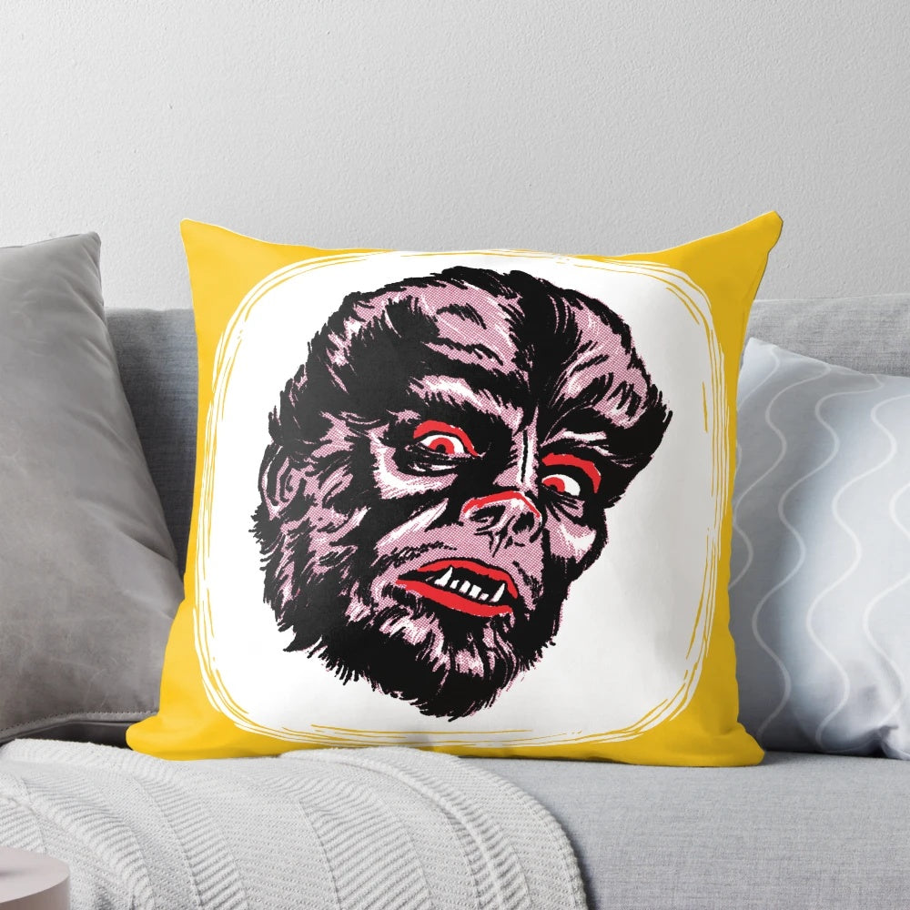 The Wolfman" Pillow with Fierce Werewolf Design
