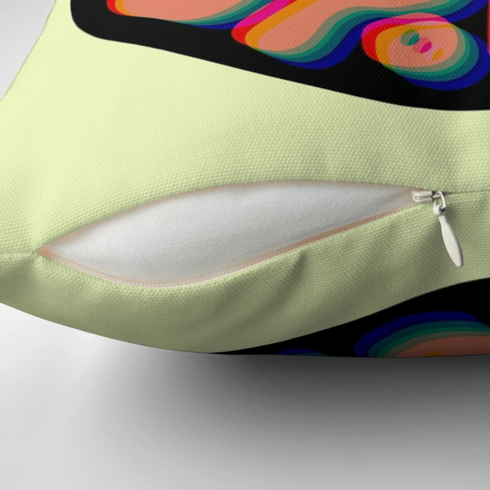Spooky 3D graphic design pillow with a ghostly typography design