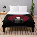 Addams Family inspired plush blanket with Wednesday Addams gothic and horror design