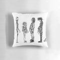 A decorative pillow featuring a Burton-esque design, perfect for horror and cult classic fans.