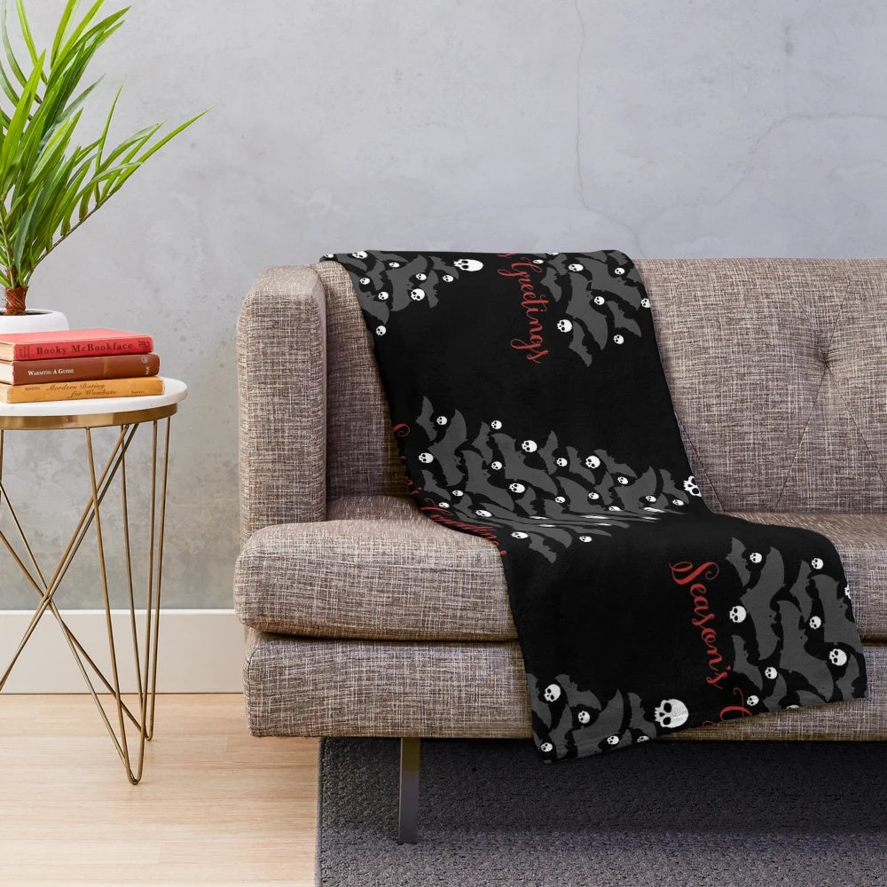 Gothic Bat Christmas Tree Plush Blanket