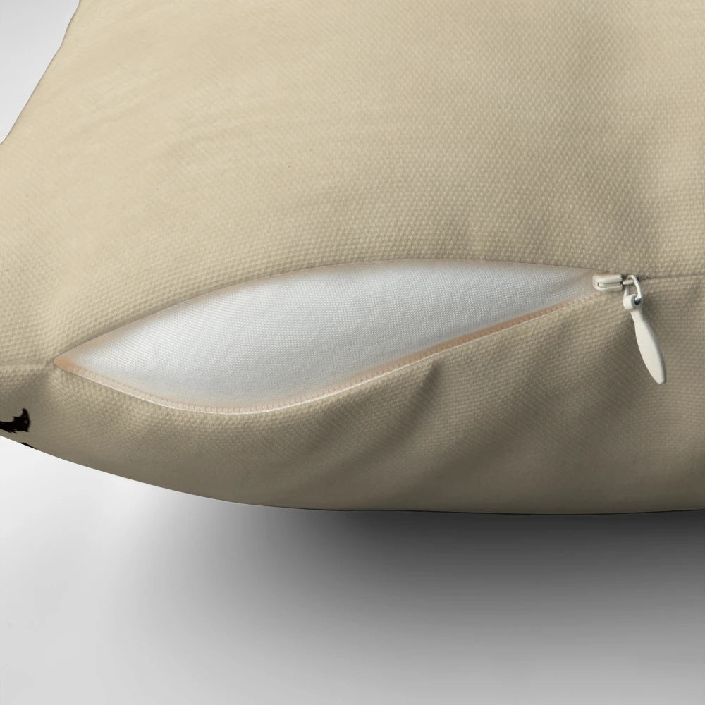 A Pillow featuring a sepia-toned image of a swarm of bats flying in the night sky.