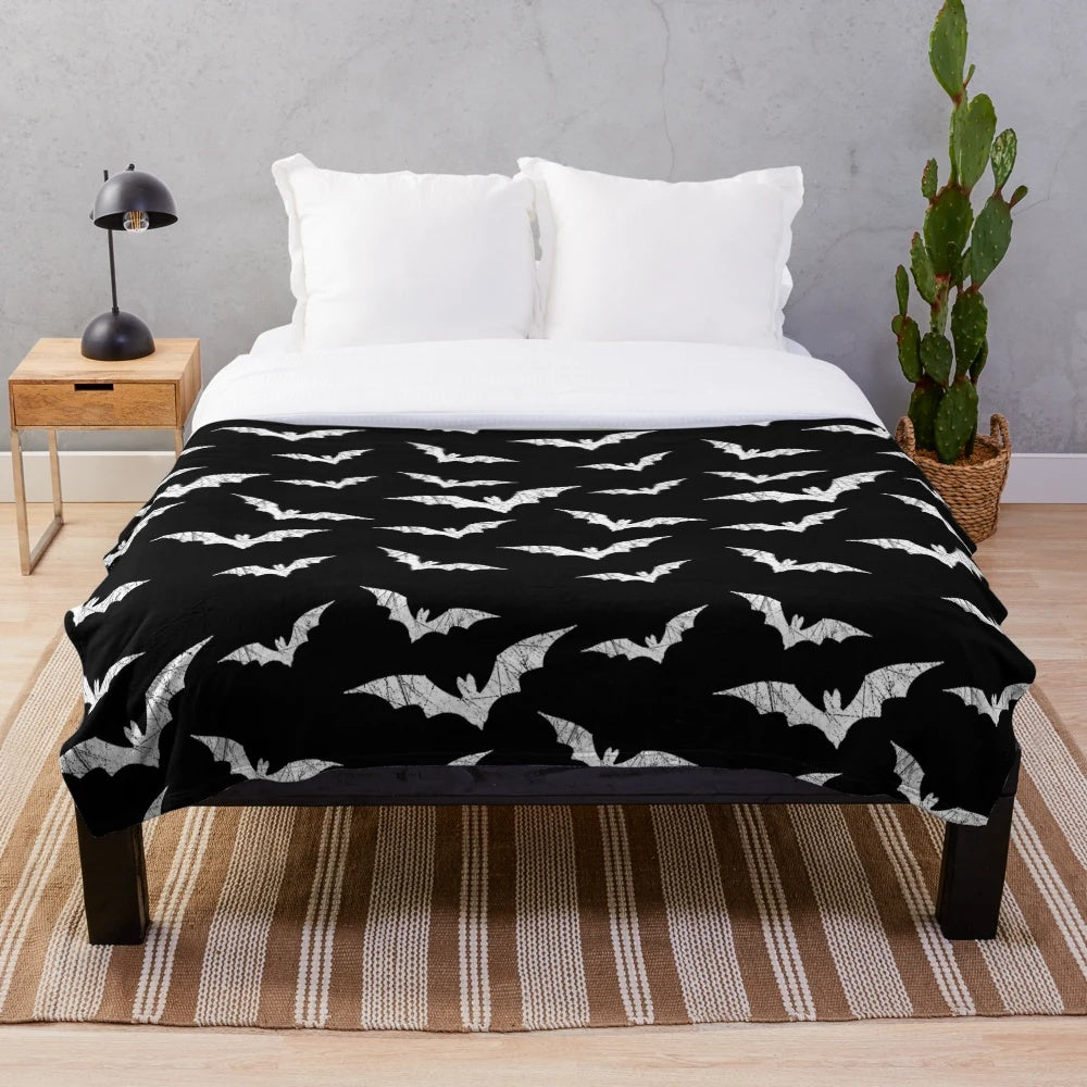 Bats pattern plush blanket with gothic and creepy design