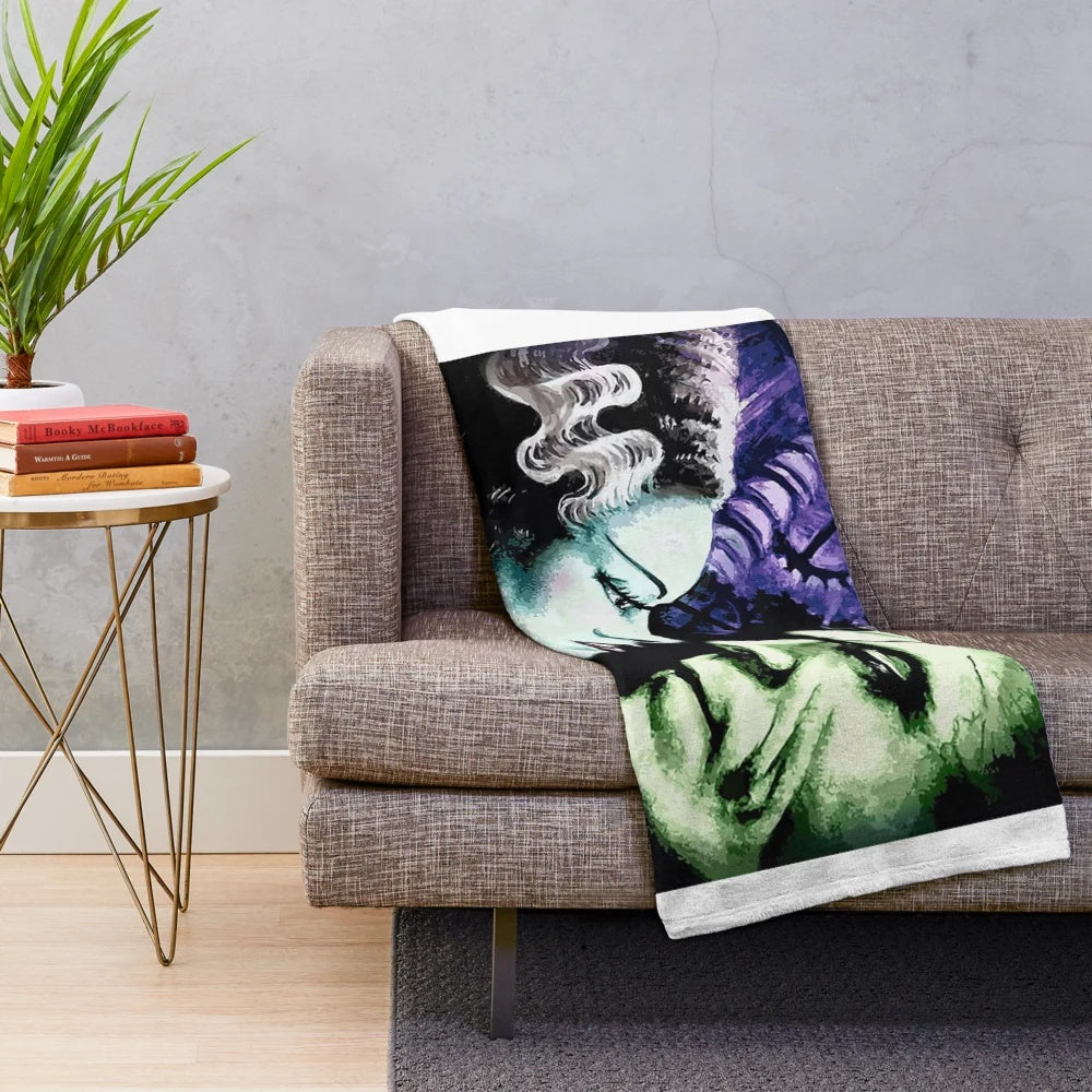 Plush Blanket Featuring Bride of Frankenstein Horror Movie Monster