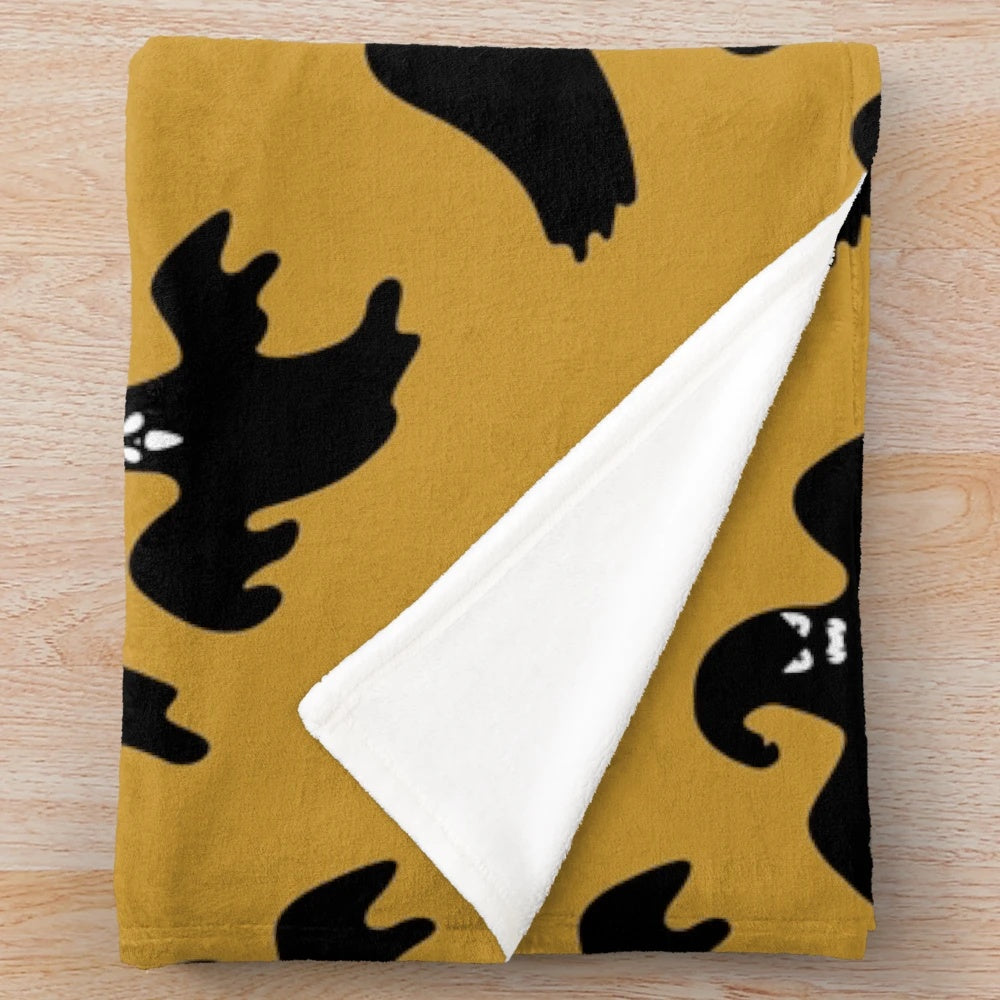 Spooky cartoon pattern plush blanket for Halloween