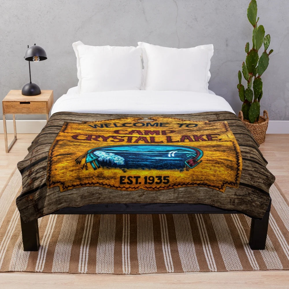 Camp Crystal Lake Plush Blanket featuring Jason Voorhees