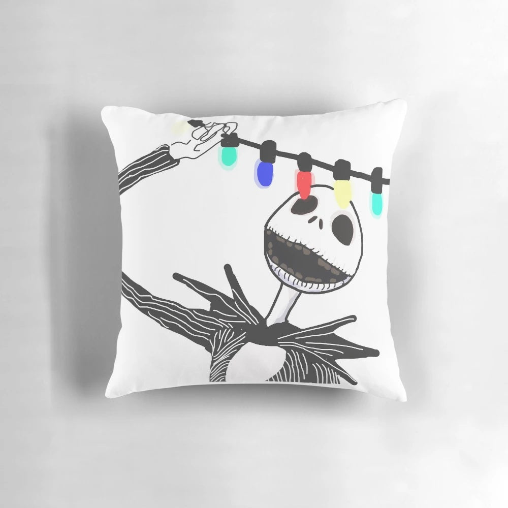 Nightmare Before Christmas inspired decorative throw pillow featuring Jack Skellington