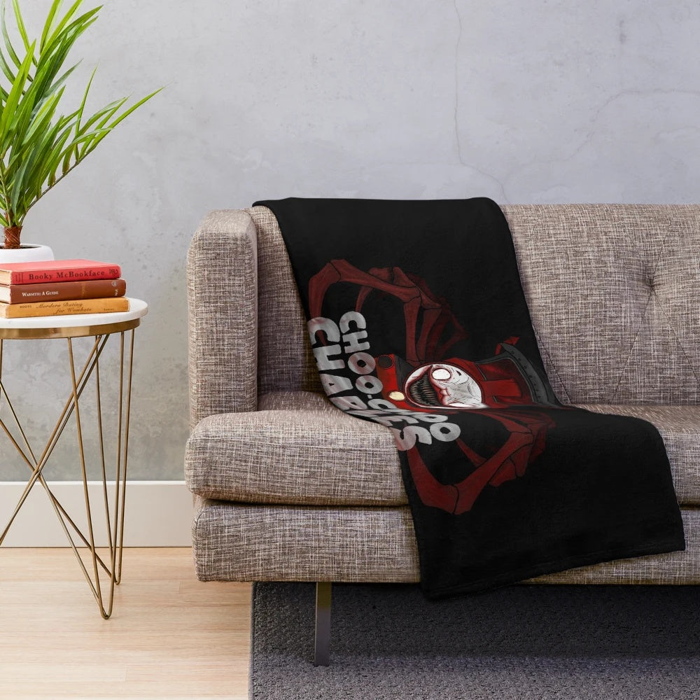 Choo Choo Charles inspired plush blanket with monster spider train art