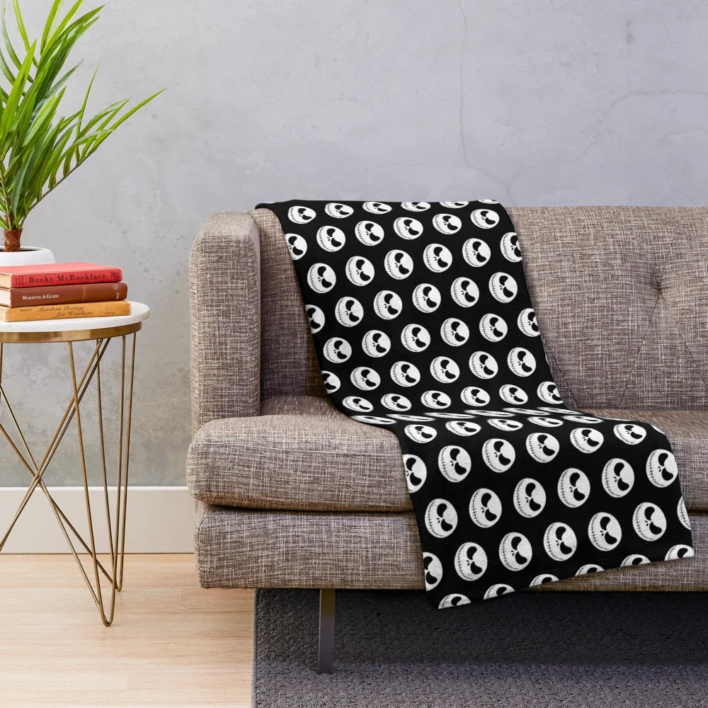 Spooky Christmas nightmare plush blanket with skeletal, ghoulish design