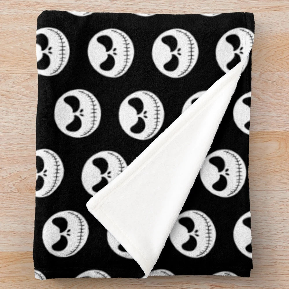Spooky Christmas nightmare plush blanket with skeletal, ghoulish design