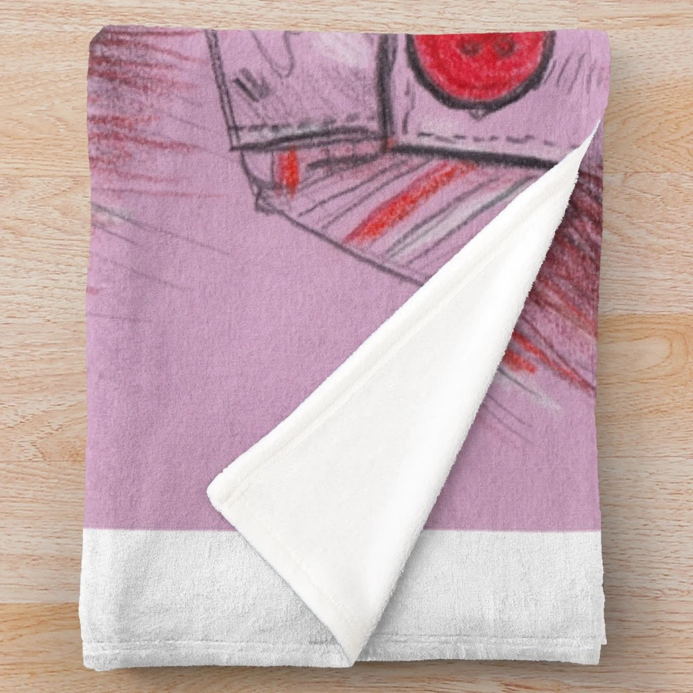 Chucky-inspired plush blanket with focus on horror movie theme
