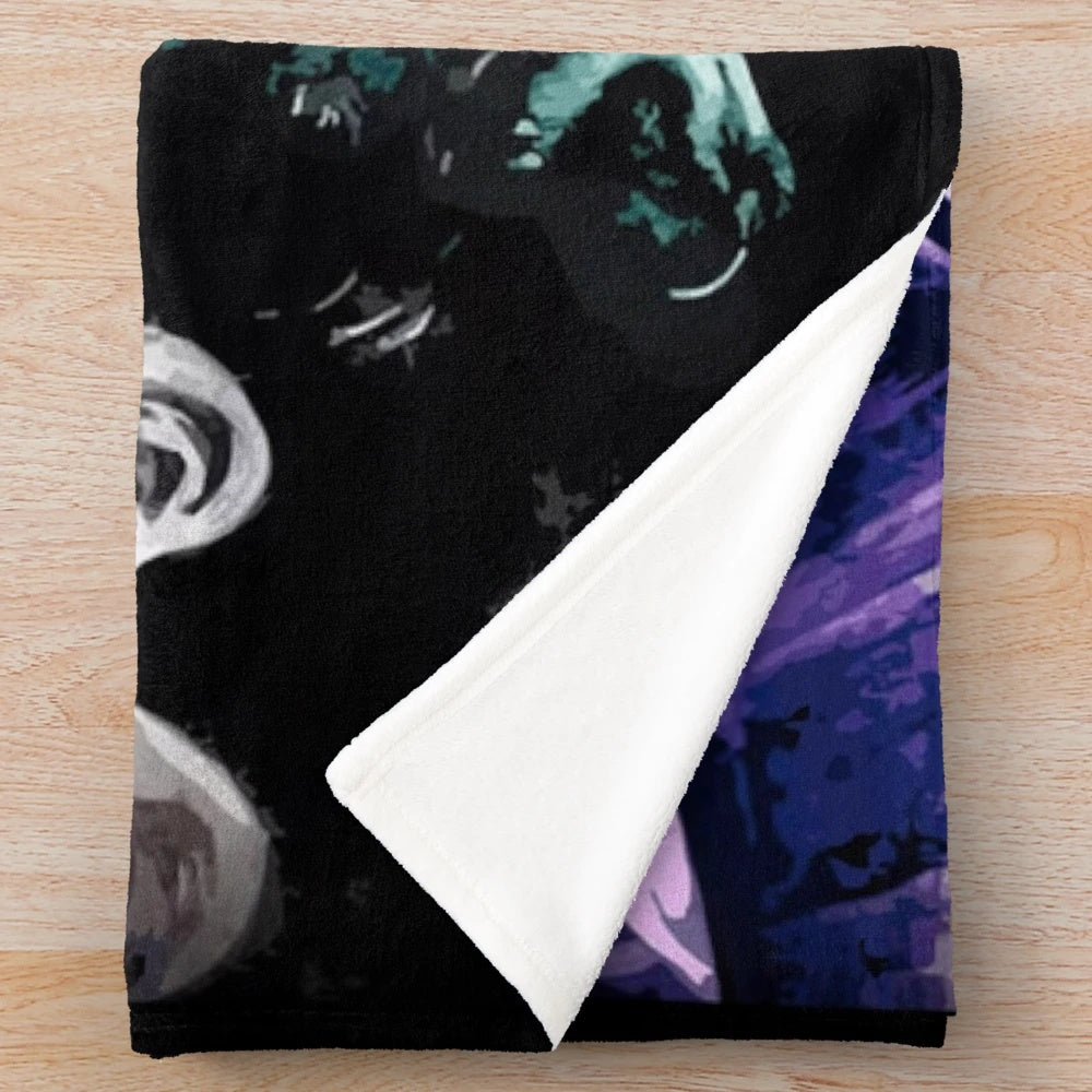 Plush blanket featuring the Bride of Frankenstein and Frankenstein's monster