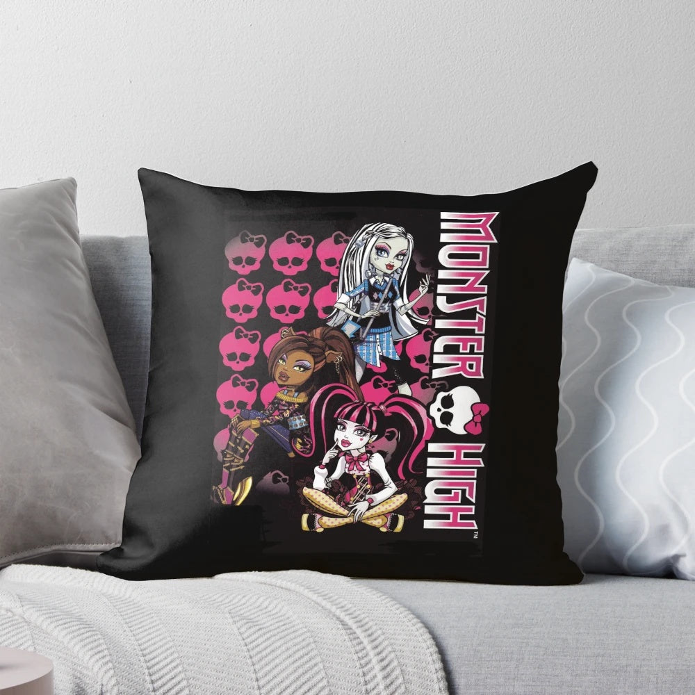 Soft, plush Monster High pillow with spooky and cute character graphics