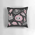 Spooky and creepy Halloween pillow with pumpkin and skeleton design