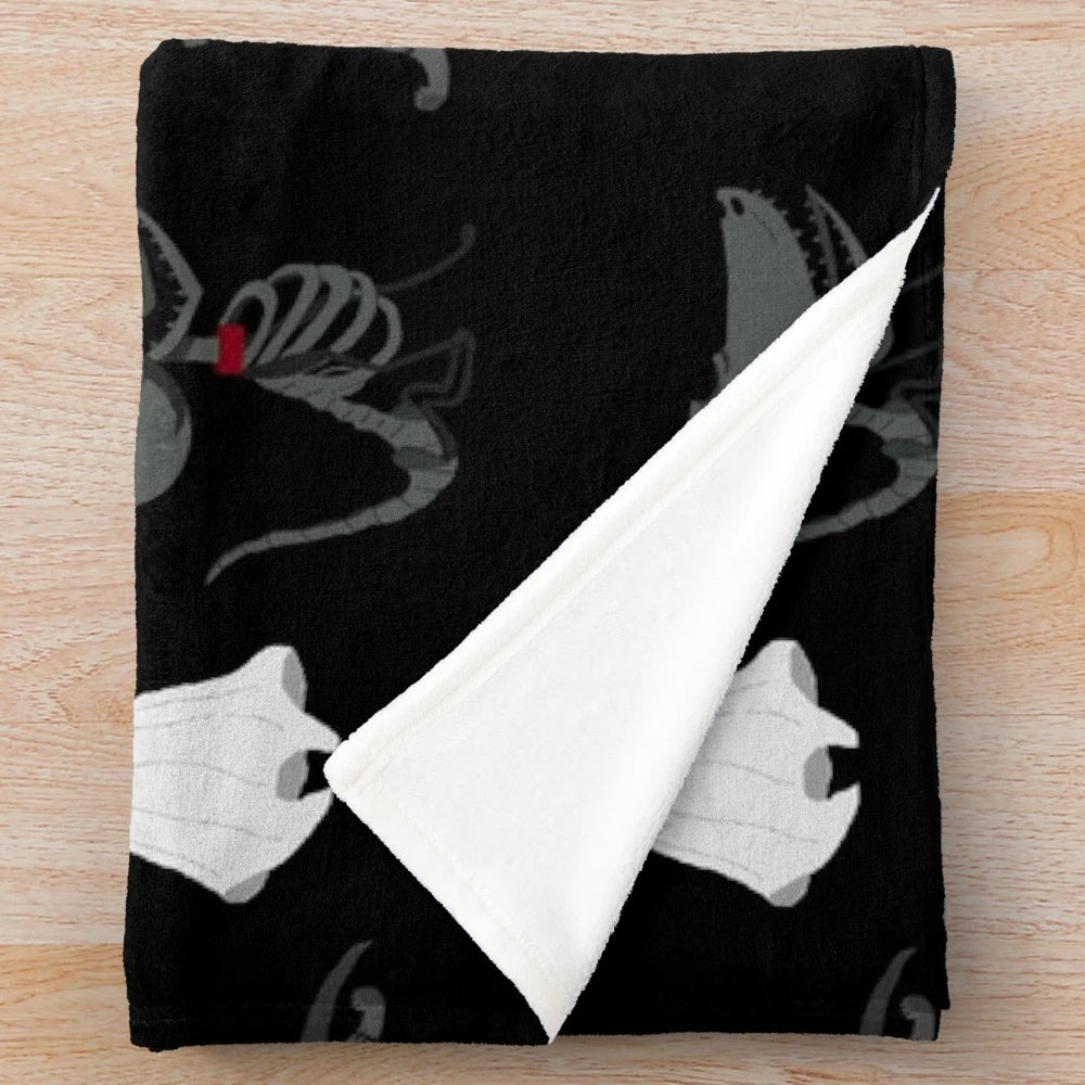 Plush blanket featuring cute dogs Zero, Sparky, and Scraps from The Nightmare Before Christmas, Frankenweenie, and Corpse Bride