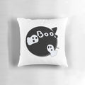 Adorable ghost-themed throw pillow with the word "Boo" embroidered on the front