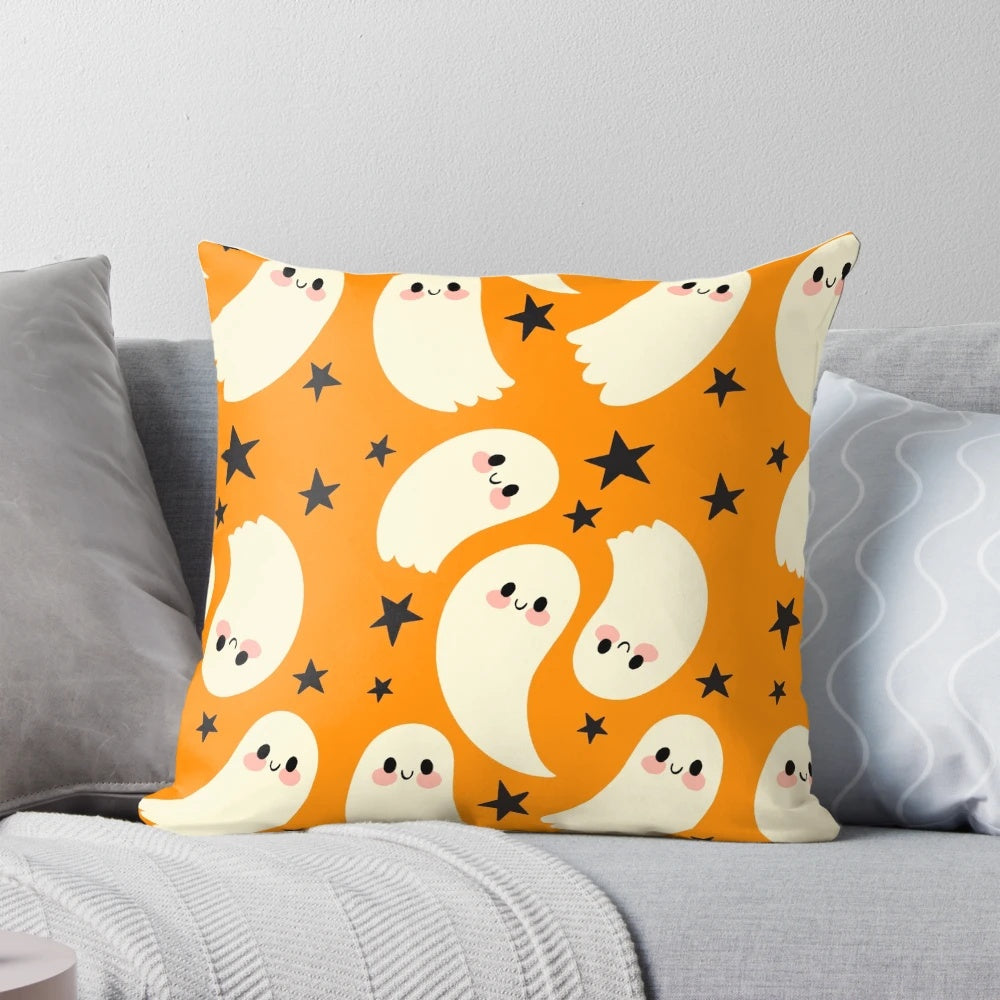 Cute and spooky ghosts decorative pillow for Halloween